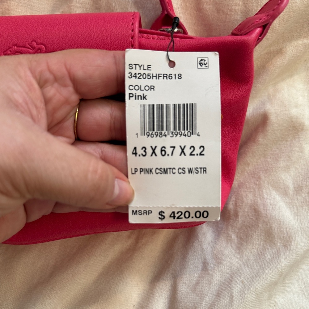 NWT Longchamp Le Pliage Pink Leather Mini Handbag - Picture 4 of 5
